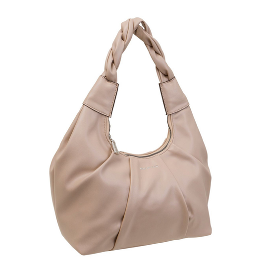 SMOOTH DRAPED & PLEATED HOBO - (OAT MILK)