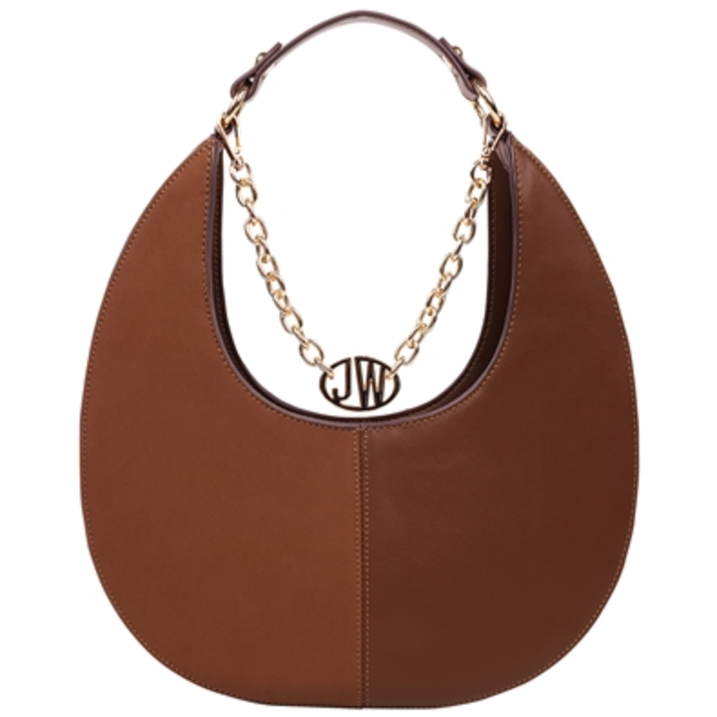 SMOOTH  AND  SUEDE SHOULDER BAG W/ CHAIN, BROWN