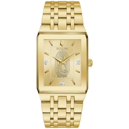 MEN'S QUADRA MODERN GOLD-TONE STAINLESS STEEL WATCH, CHAMPAGNE DIAL