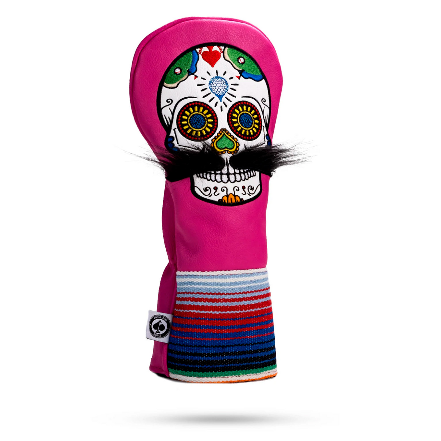 MUSTACHE SUGAR SKULL - DRIVER COVER PINK