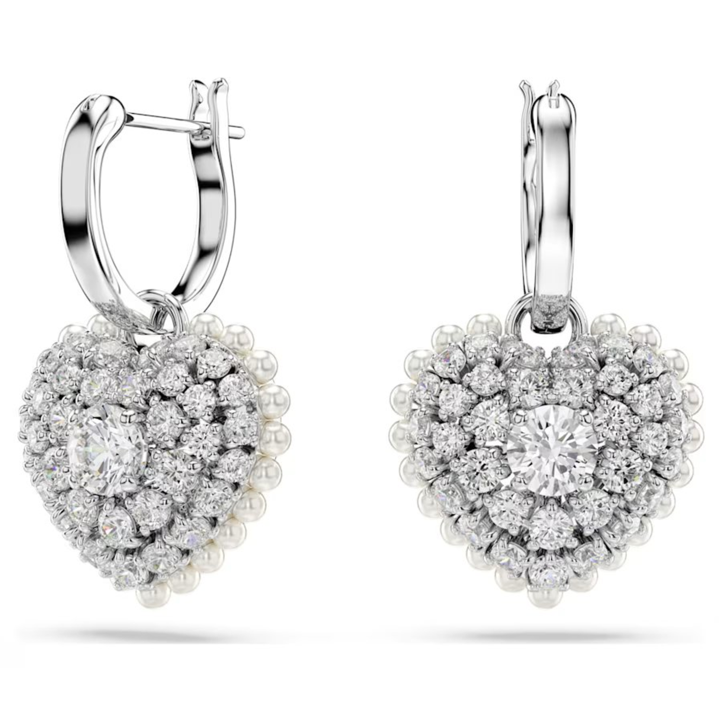 SWAROVSKI HYPERBOLA DROP EARRINGS HEART, WHITE, RHODIUM PLATED