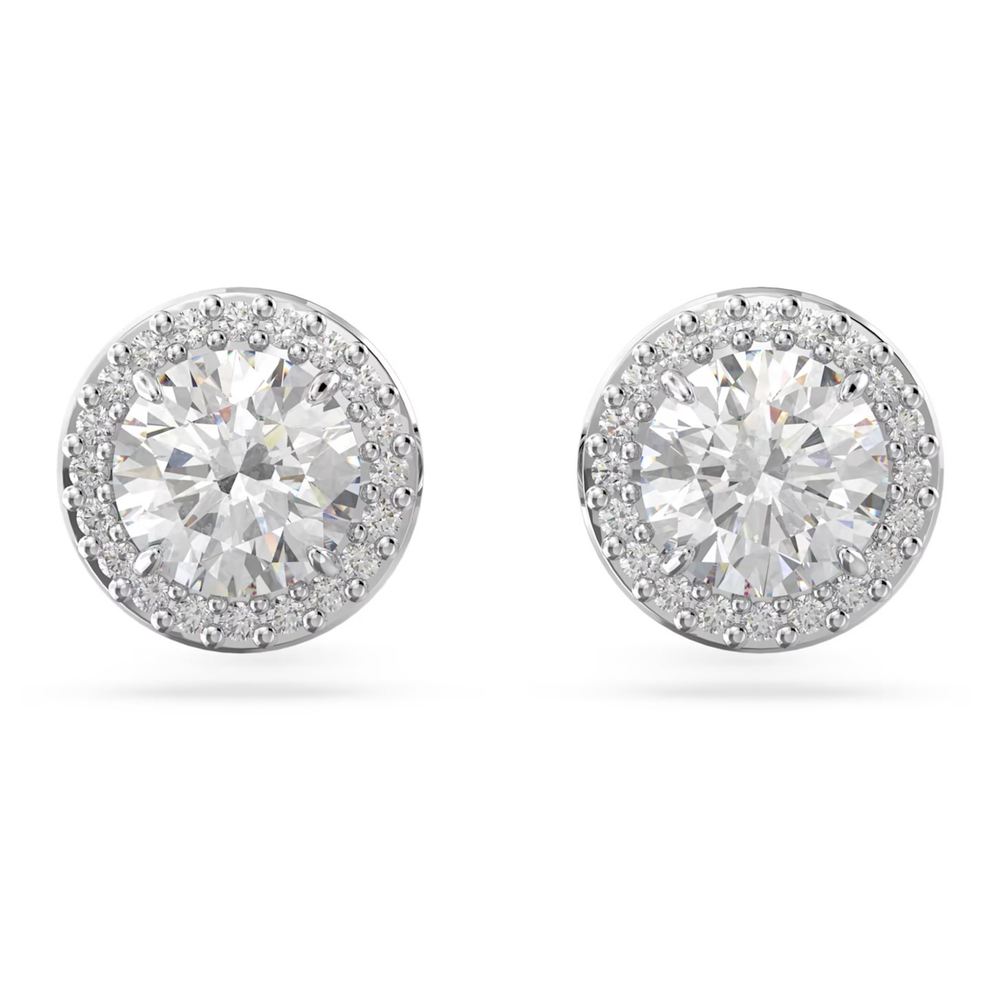 SWAROVSKI UNA ANGELIC STUD EARRINGS ROUND CUT, PAVÉ, WHITE, RHODIUM PLATED
