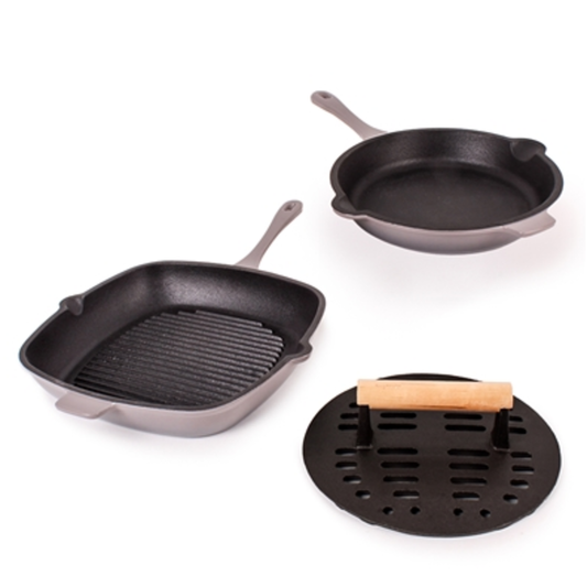 CAST IRON COOKWARE SET, OYSTER, 10"