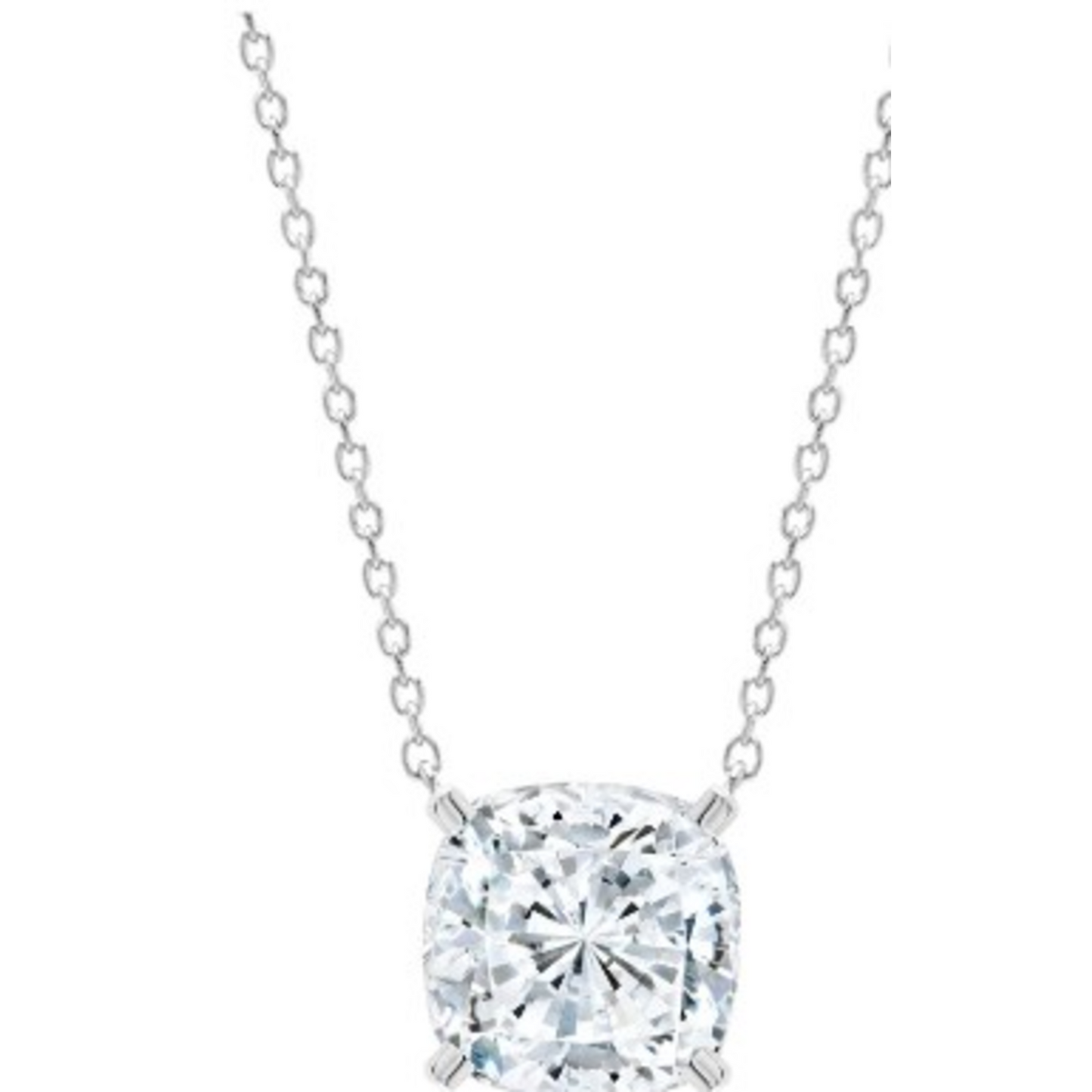 CRISLU BLISS CUSHION CUT NECKLACE FINISHED IN PURE PLATINUM