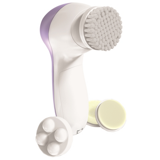 FACIAL CLEANSING SET W/ MASSAGER, PURPLE, 6 PIECES