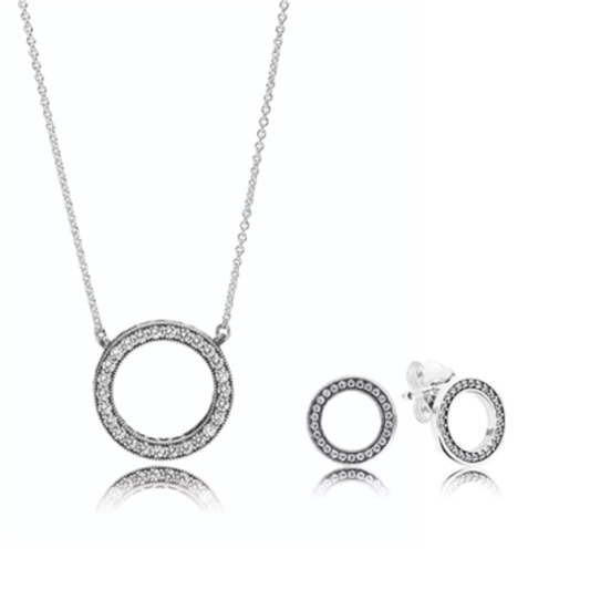 CIRCLES OF LOVE SET, STERLING SILVER CLEAR CZ