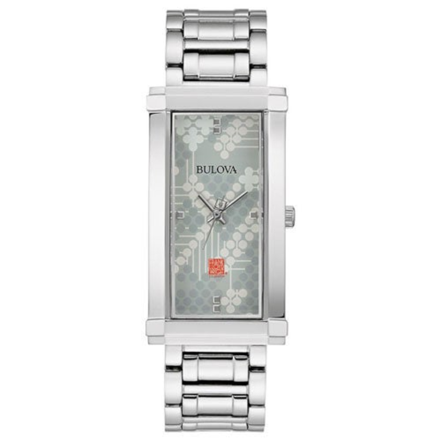 LADIES' PATTERN #106 SILVER-TONE STAINLESS STEEL RECTANGULAR WATCH, GRAY DIAL
