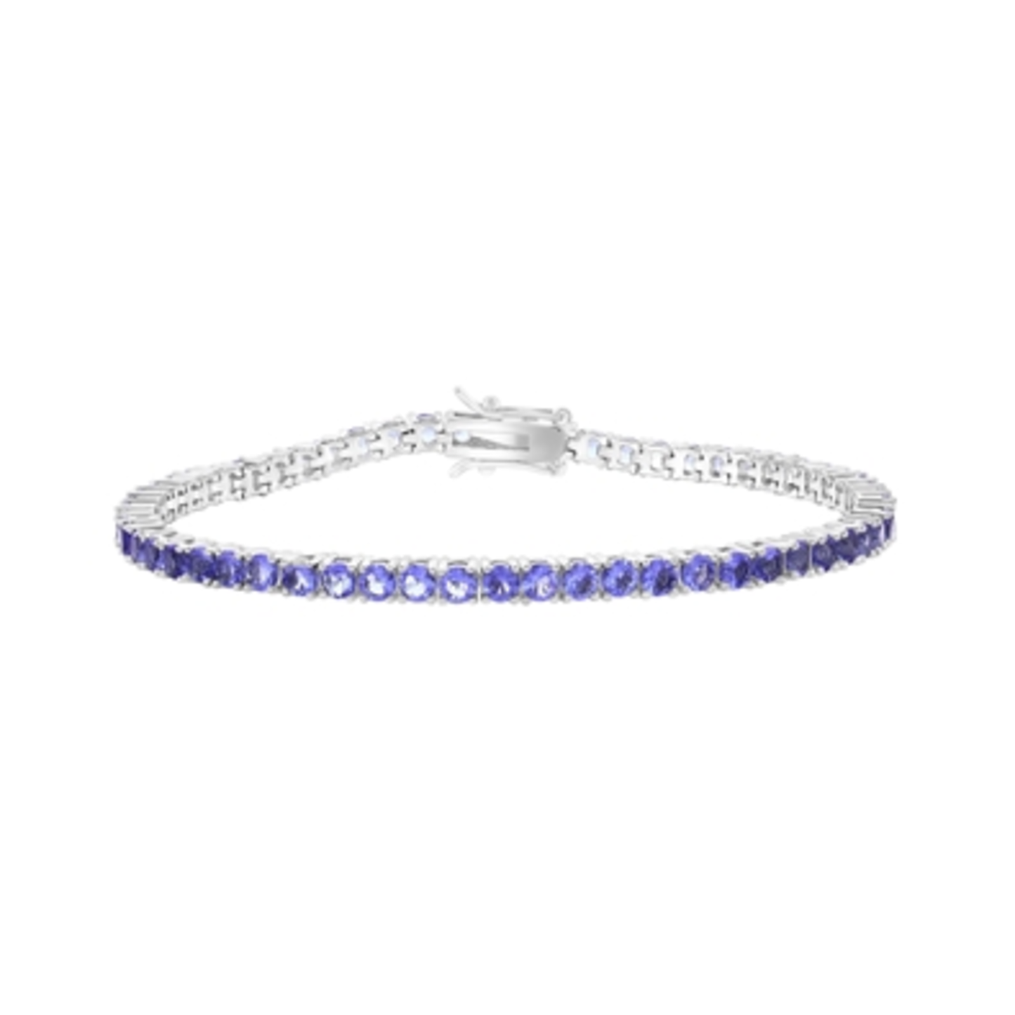 ROUND CUT TENNIS BRACELET, BLUE, 8"