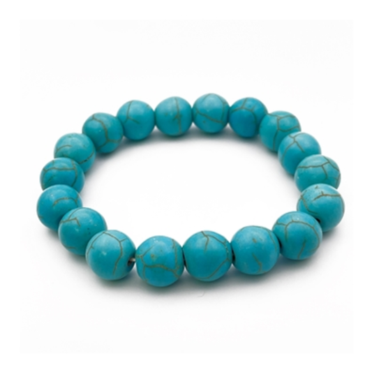 TURQUOISE BALL STRETCH BRACELET, GREEN, STRETCH