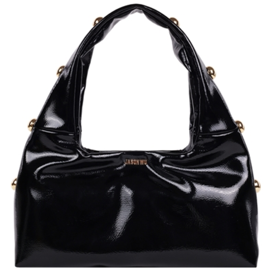 STUDDED SHOULDER BAG, BLACK