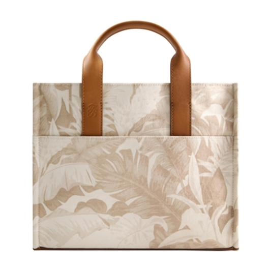 LEATHER TRIM MEDIUM FLORAL TOTE, MULTI, 9"