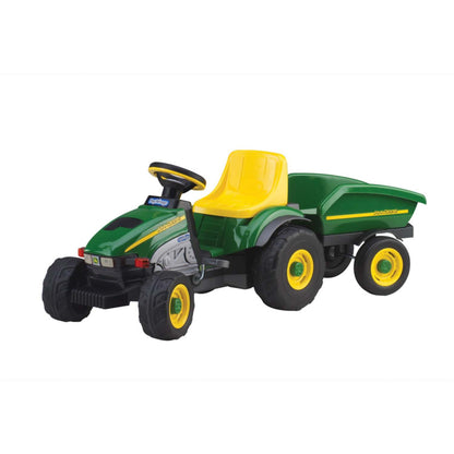 JOHN DEERE FARM TRACTOR WITH TRAILER PEDAL POWERED RIDE-ON GREEN
