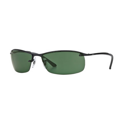 RIMLESS WRAP MEN'S NON-POLAR SUNGLASSES, BLACK/GREEN, 63