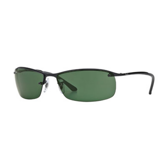 RIMLESS WRAP MEN'S NON-POLAR SUNGLASSES, BLACK/GREEN, 63