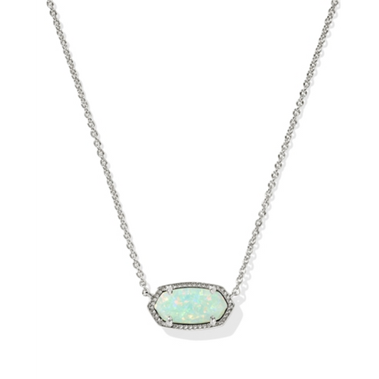 ELISA PENDANT NECKLACE, SILVER GREEN KYOCERA OPAL