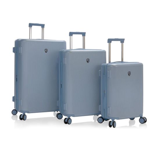 HEYS EARTH TONES 100% PC 3PC LUGGAGE SET - GALCIER GREY