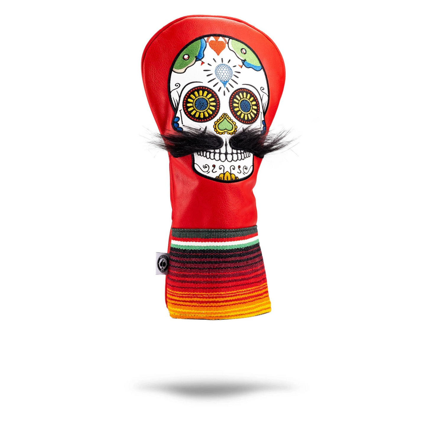 MUSTACHE SUGAR SKULL - FAIRWAY COVER RED