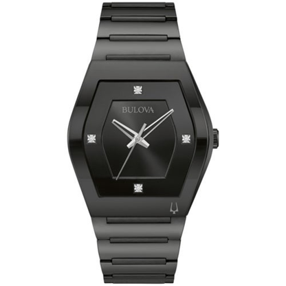 MEN'S MODERN GEMINI BLACK STAINLESS STEEL WATCH, BLACK DIAL