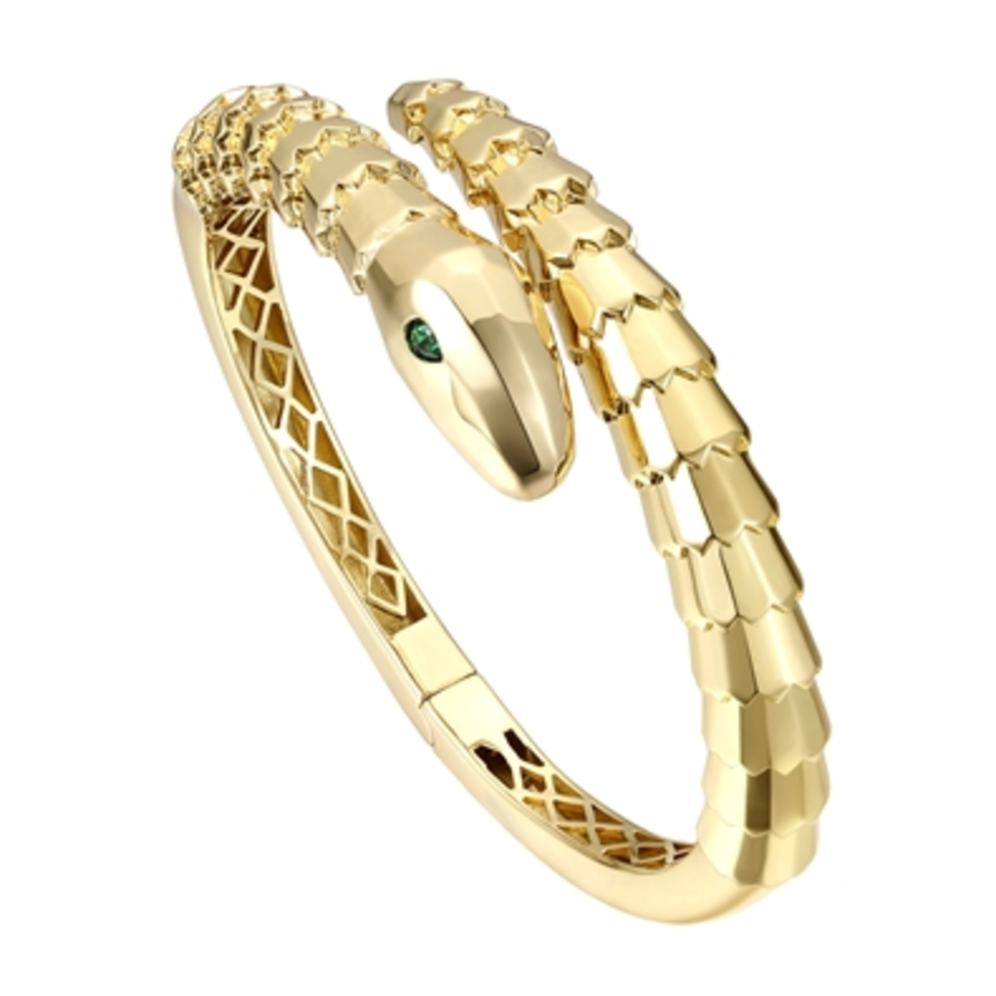 14K YELLOW GOLD SERPENT BANGLE, GOLD, 7"