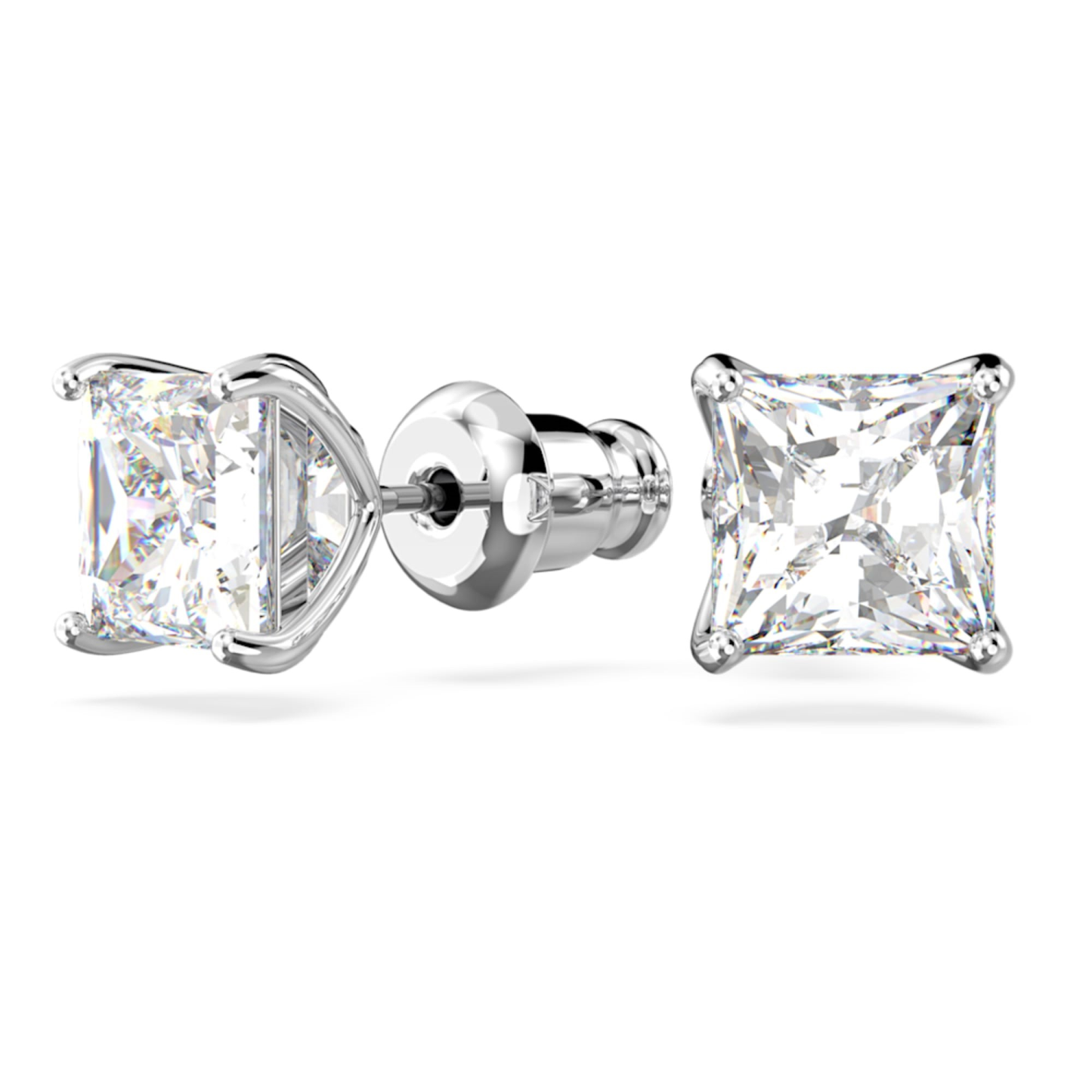 SWAROVSKI STILLA ATTRACT STUD EARRINGS SQUARE CUT, WHITE, RHODIUM PLATED