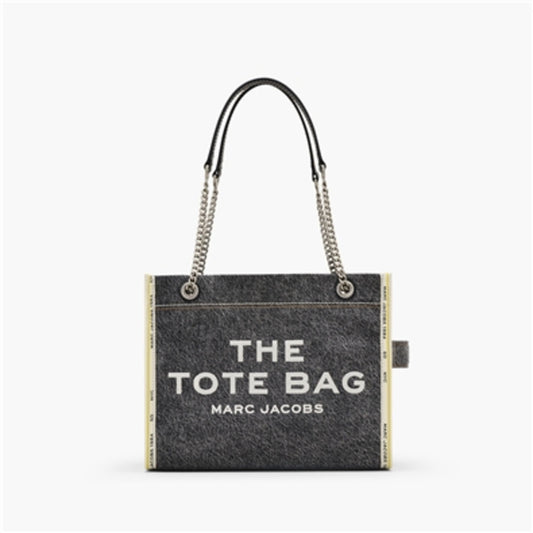 THE DENIM CHAIN MEDIUM TOTE BAG, BLACK WASH