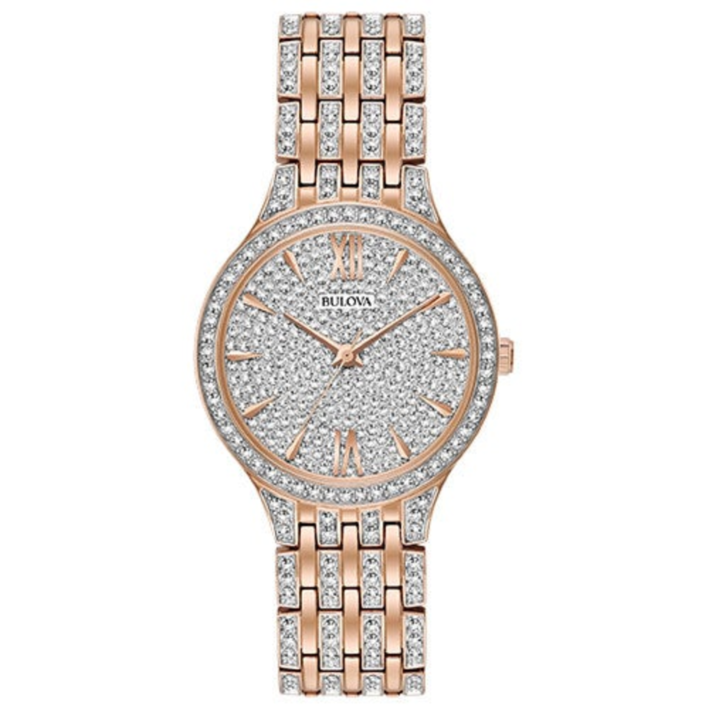 LADIES' PHANTOM CRYSTAL ROSE GOLD-TONE STAINLESS STEEL WATCH, CRYSTAL DIAL