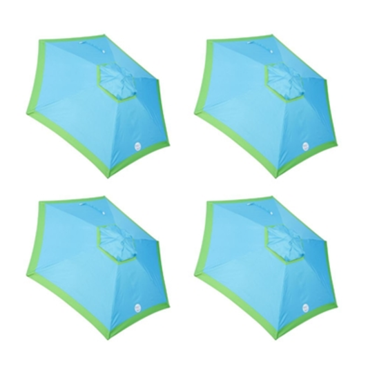 4 PACK 7FT MARKET UMBRELLA SET, BLUE/GREEN, 4 PIECES