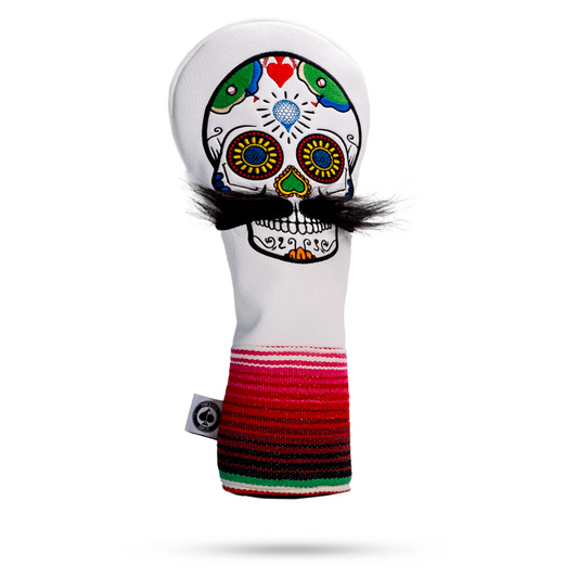 MUSTACHE SUGAR SKULL - DRIVER COVER WHITE