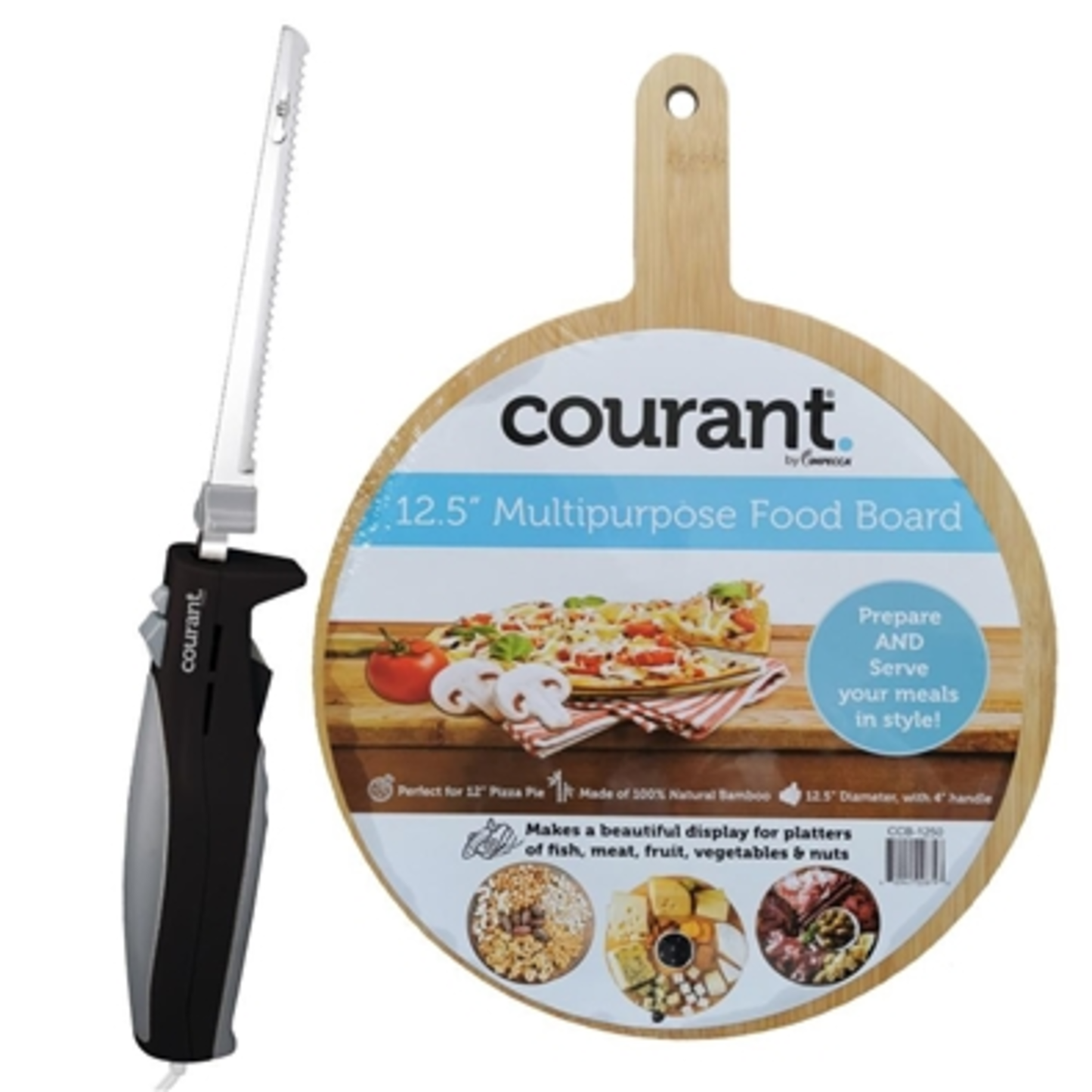 BLACK ELECTRIC KNIFE + FOOD BOARD, BLACK