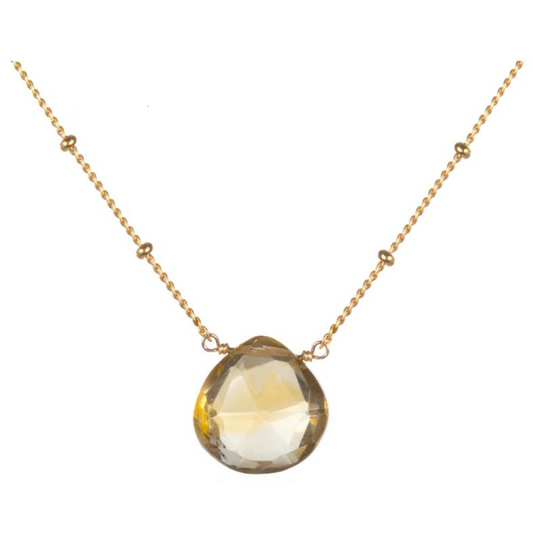 SATYA ABUNDANCE CITRINE GOLD TEARDROP 18 INCH NECKLACE