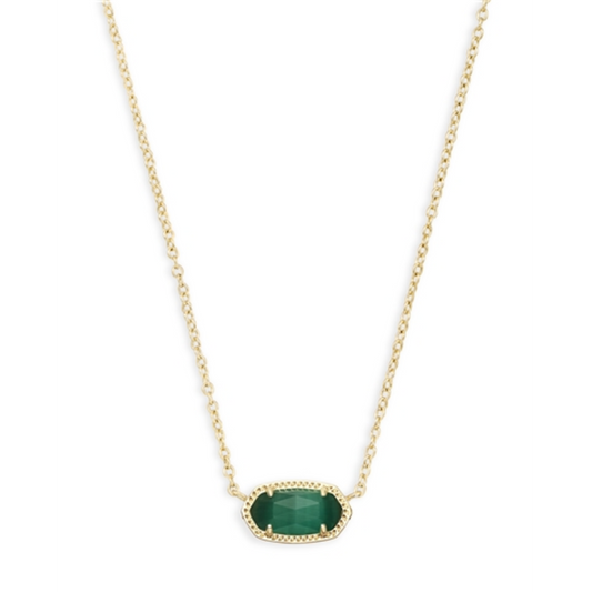 ELISA NECKLACE, GOLD/EMERALD CAT'S EYE