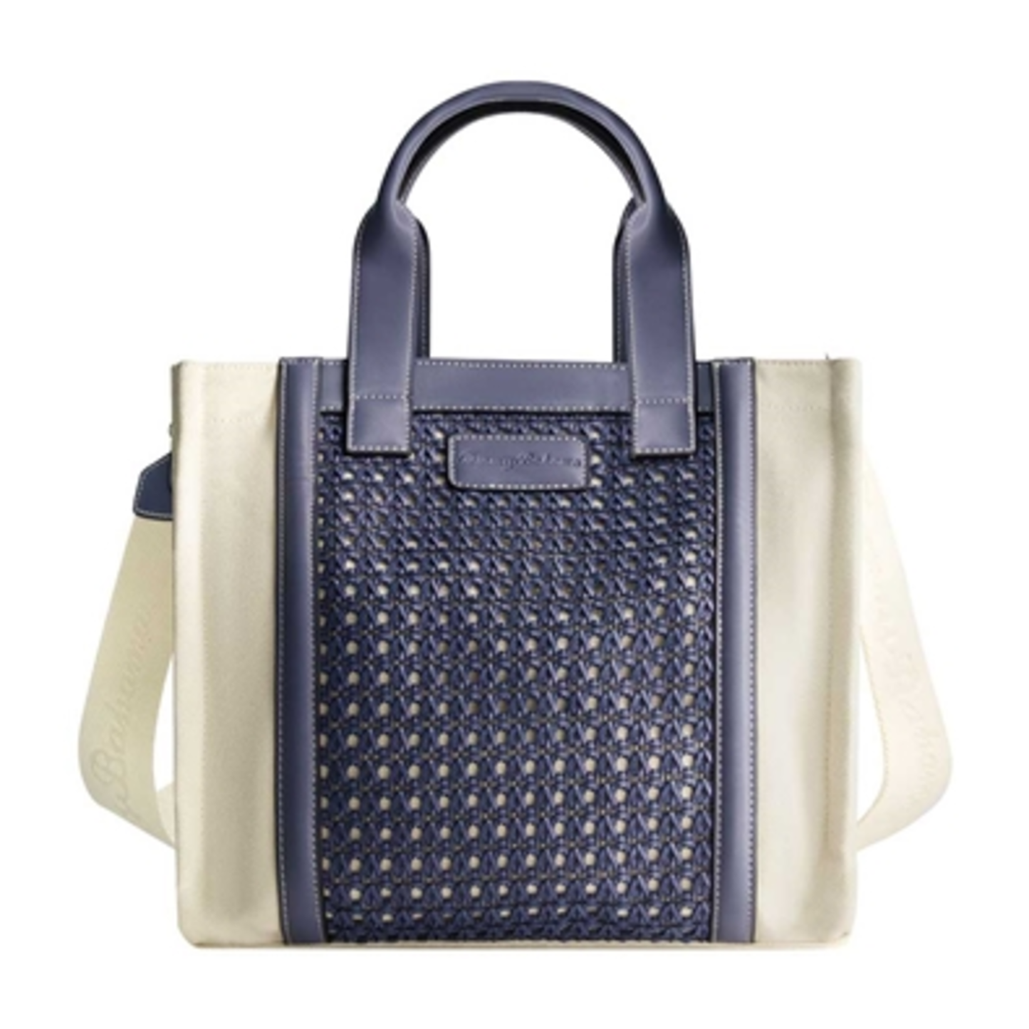 WOVEN TOTE, BLUE, MEDIUM