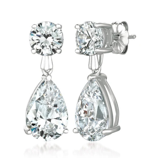 CRISLU CLASSIC PEAR DROP EARRINGS FINISHED IN PURE PLATINUM