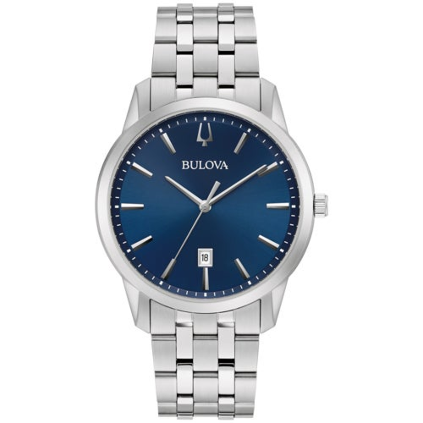 MEN'S SUTTON CLASSIC SILVER-TONE STAINLESS STEEL WATCH, BLUE DIAL