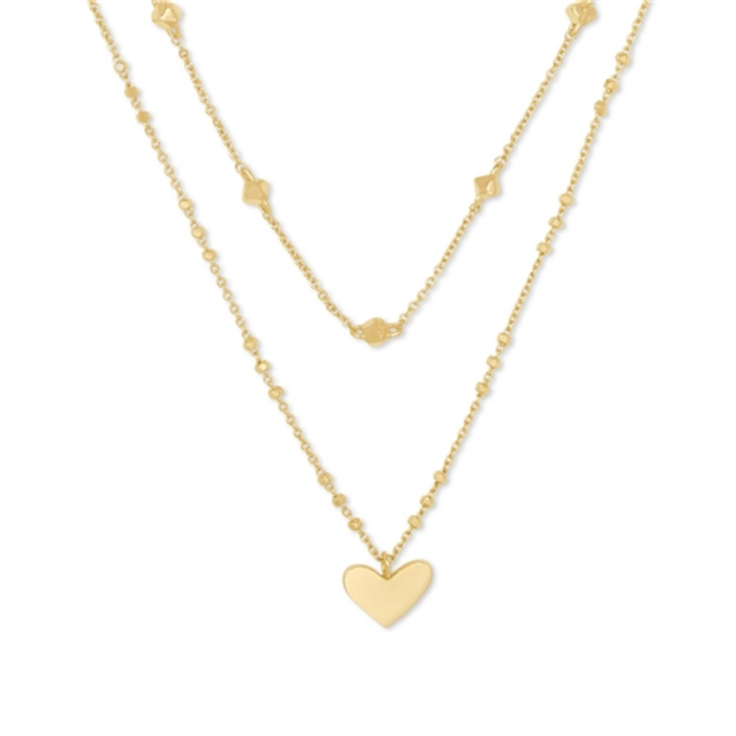ARI HEART MULTI STRAND NECKLACE, GOLD