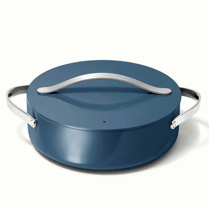 6QT NONSTICK CERAMIC RONDEAU PAN W/ LID NAVY