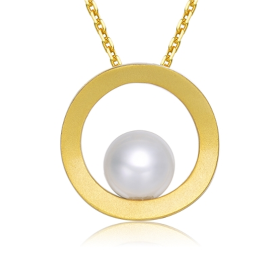 FRESHWATER PEARL ROUND PENDANT NECKLACE, GOLD, 16"