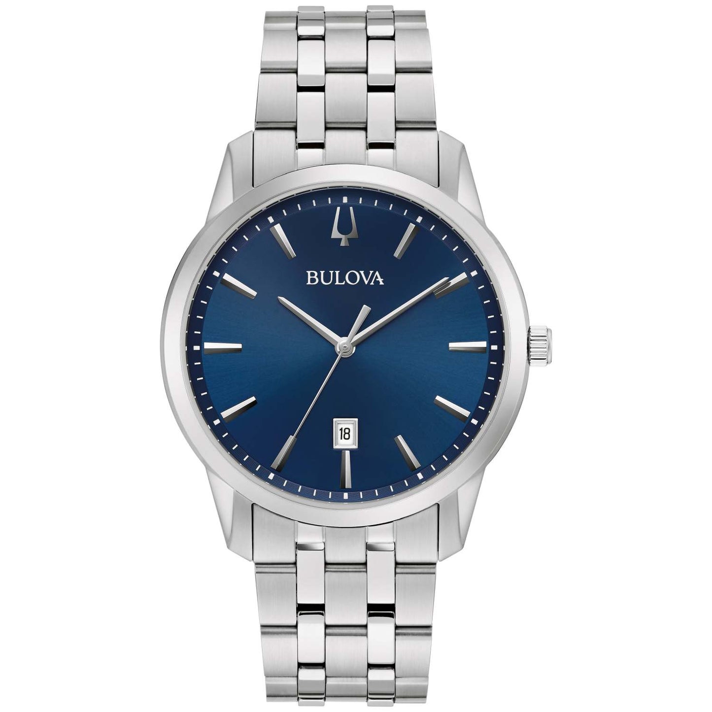 MEN'S SUTTON CLASSIC SILVER-TONE STAINLESS STEEL WATCH, BLUE DIAL