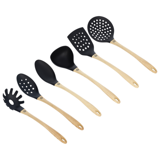 6PC UTENSIL SET W WD HNDL