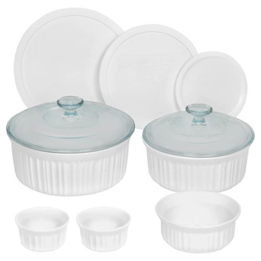 FRENCH WHITE 10PC CERAMIC ROUND BAKEWARE SET