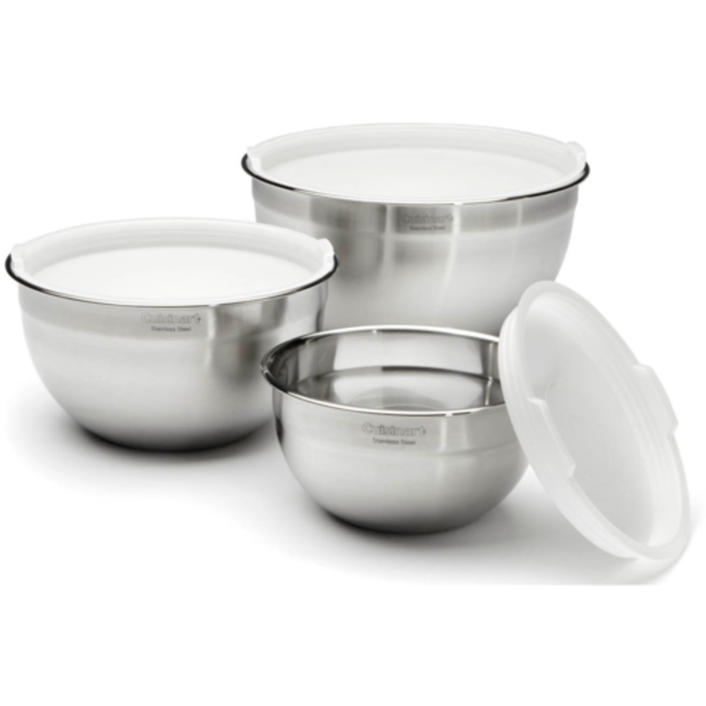 CUISINART STAINLESS STEEL MIXING BOWLS WITH LIDS - SET OF 3
