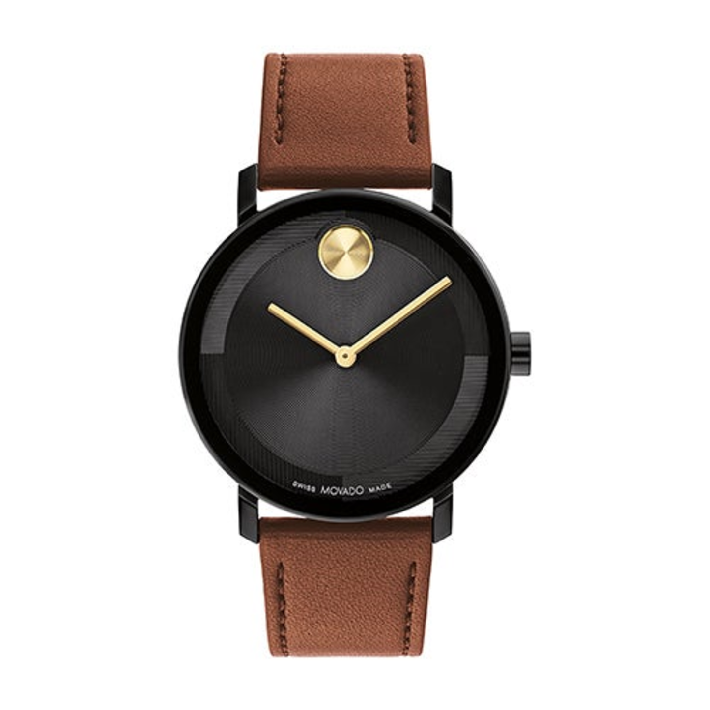 MEN'S BOLD EVOLUTION 2.0 BLACK & COGNAC LEATHER STRAP WATCH, BLACK DIAL