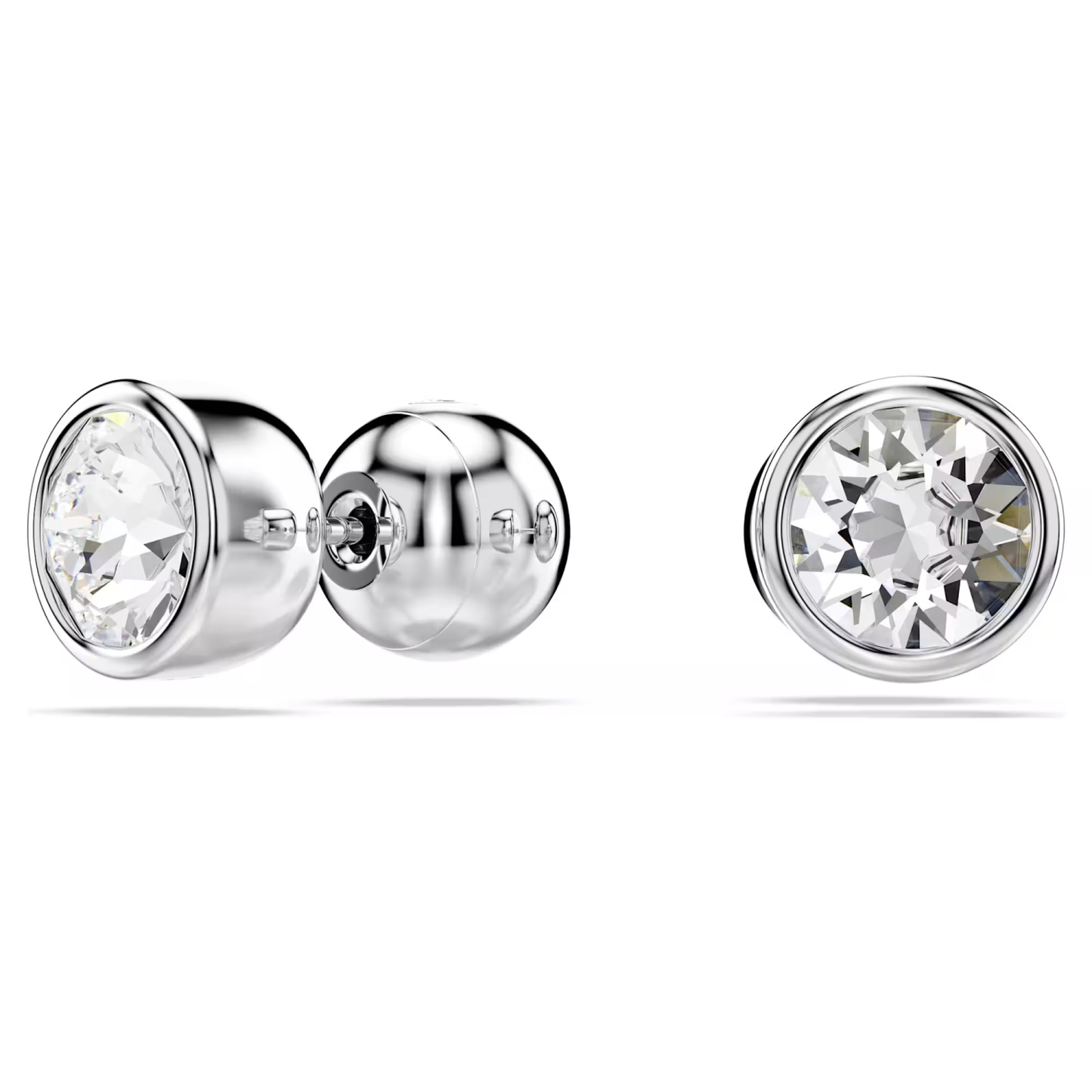 SWAROVSKI IMBER STUD EARRINGS, ROUND CUT, WHITE, RHODIUM PLATED