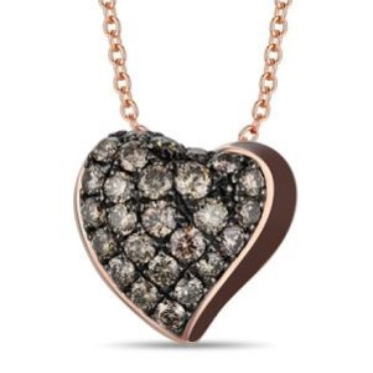 STRAWBERRY GOLD CHOCOLATE HEART PENDANT NECKLACE
