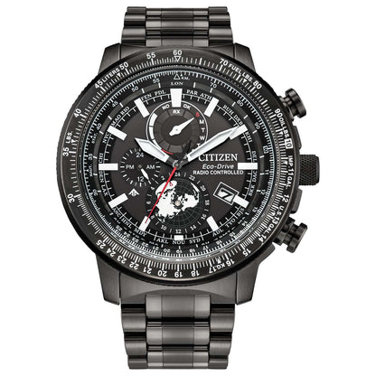 MEN'S PROMASTER GEO TREKKER ECO-DRIVE GRAY STAINLESS STEEL WATCH, BLACK DIAL