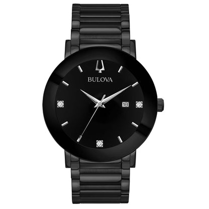 MEN'S FUTURO DIAMOND BLACK IP STAINLESS STEEL WATCH, BLACK DIAL