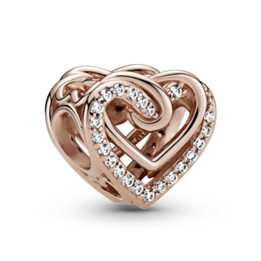 SPARKLING ENTWINED HEARTS CHARM, ROSE GOLD