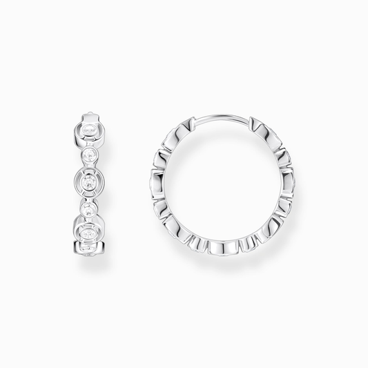 THOMAS SABO CIRCLES HOOP EARRINGS WITH WHITE STONES SILVER