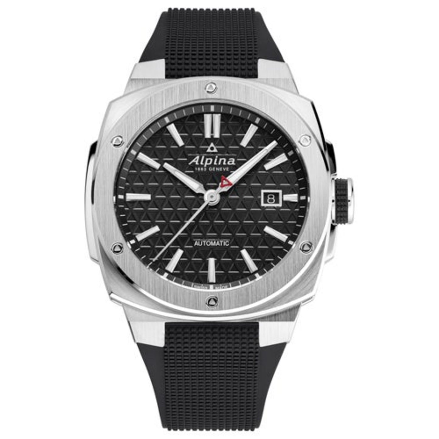 MEN'S ALPINER EXTREME AUTOMATIC BLACK RUBBER STRAP WATCH, BLACK DIAL
