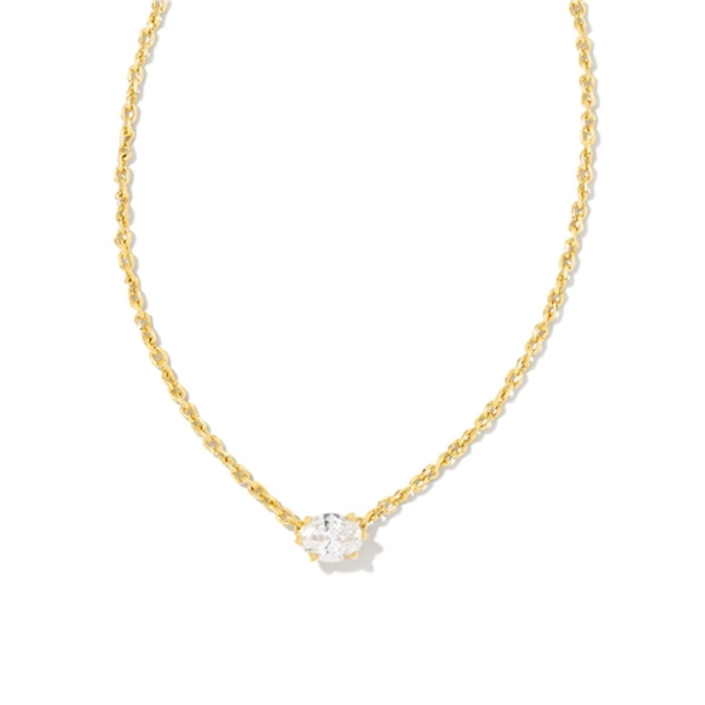 CAILIN GOLD PENDANT NECKLACE, WHITE CRYSTAL